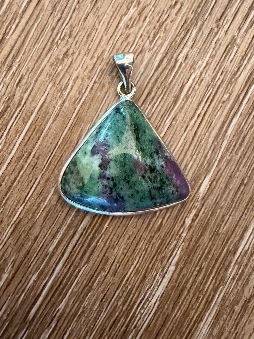 Stone Triangle Pendant in Sterling Setting